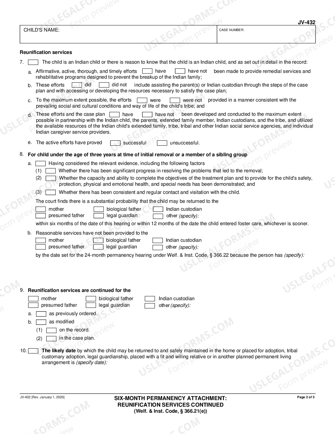 Preview Six-Month Prepermanency Attachment - Reunification Services Continued