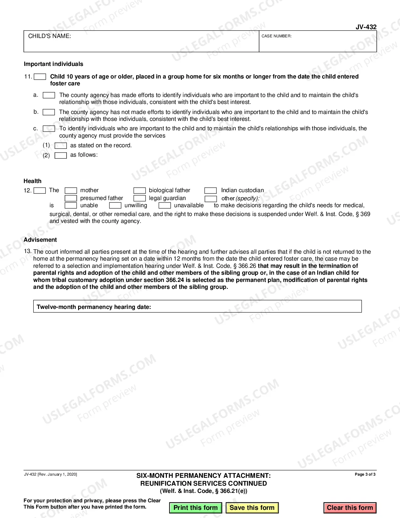 Preview Six-Month Prepermanency Attachment - Reunification Services Continued