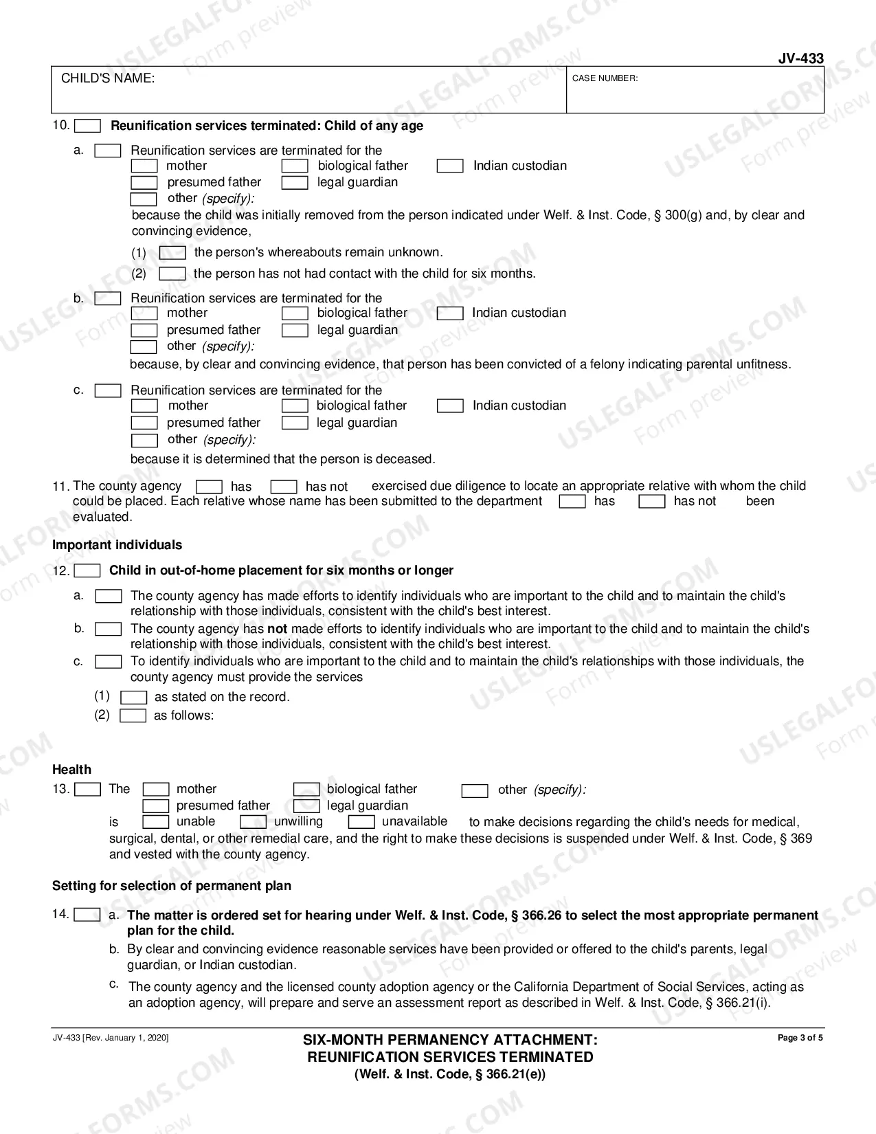 Preview Six-Month Prepermanency Attachment - Reunification Services Terminated