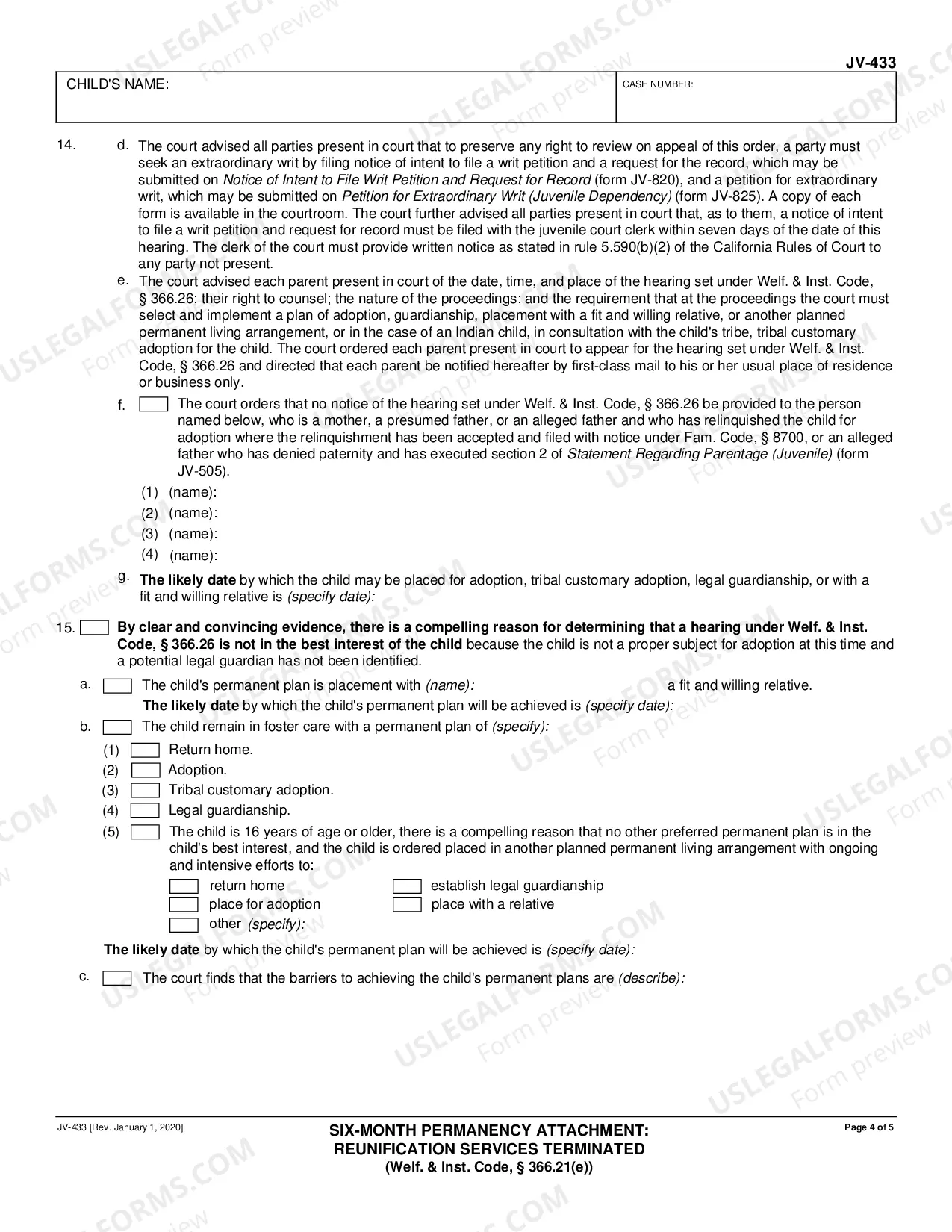 Preview Six-Month Prepermanency Attachment - Reunification Services Terminated