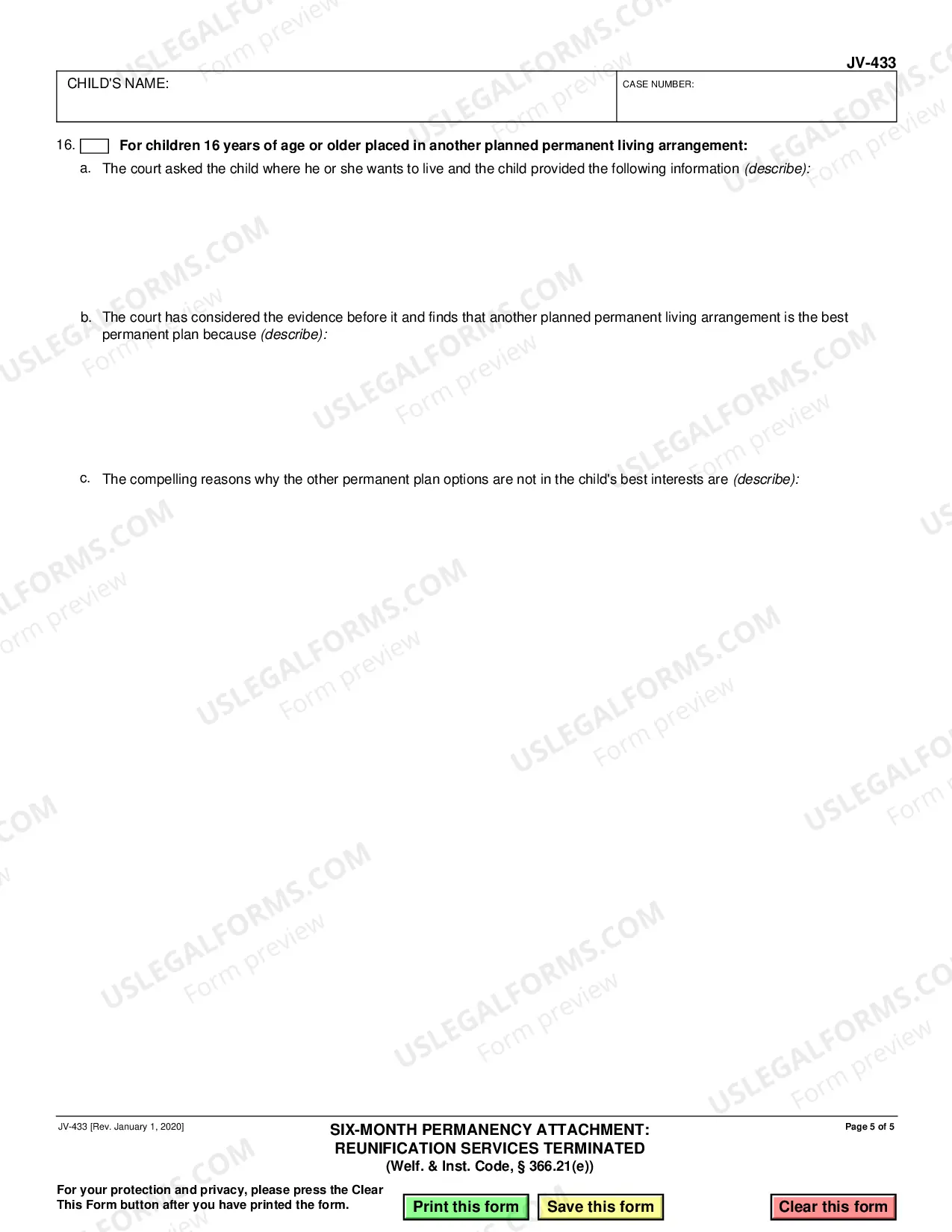 Preview Six-Month Prepermanency Attachment - Reunification Services Terminated