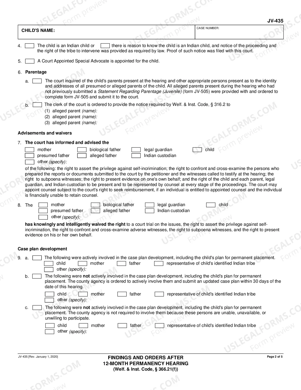Preview Findings and Orders After 12-Month Permanency Hearing