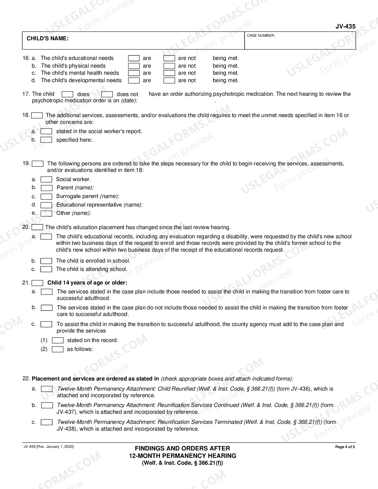 Preview Findings and Orders After 12-Month Permanency Hearing