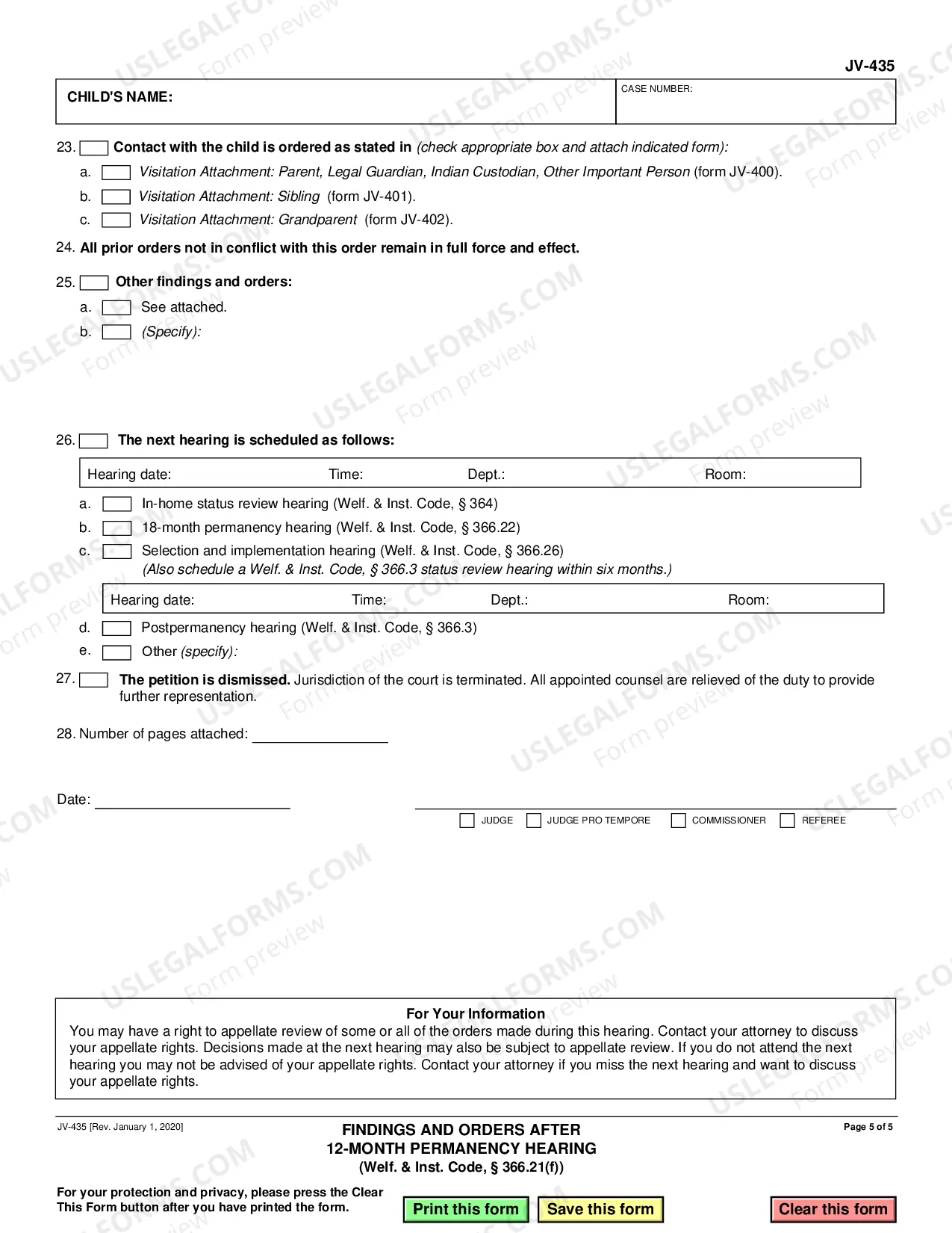 Preview Findings and Orders After 12-Month Permanency Hearing