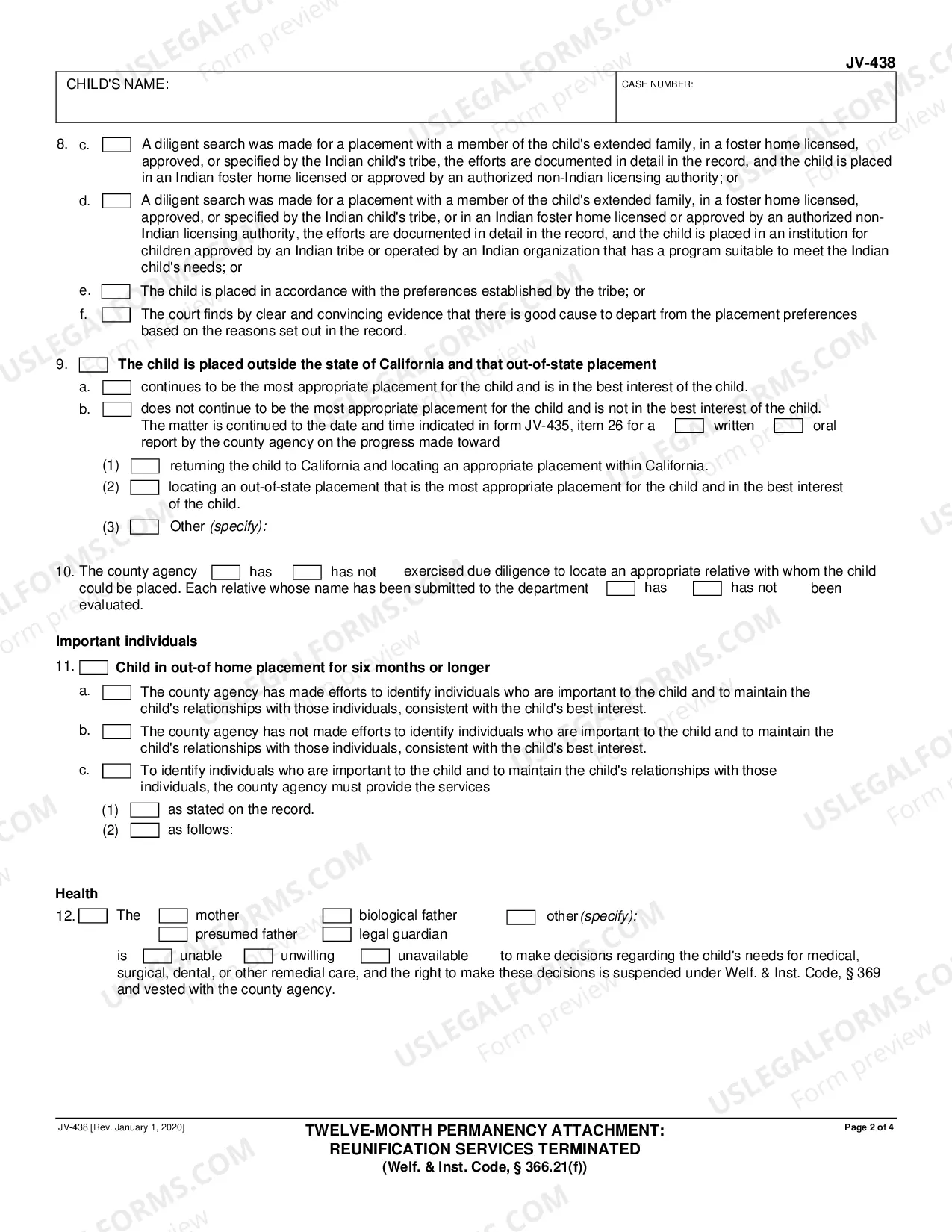 Preview Twelve-Month Permanency Attachment - Reunification Services Terminated