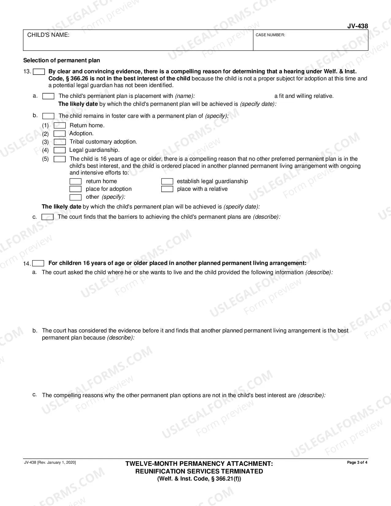 Preview Twelve-Month Permanency Attachment - Reunification Services Terminated