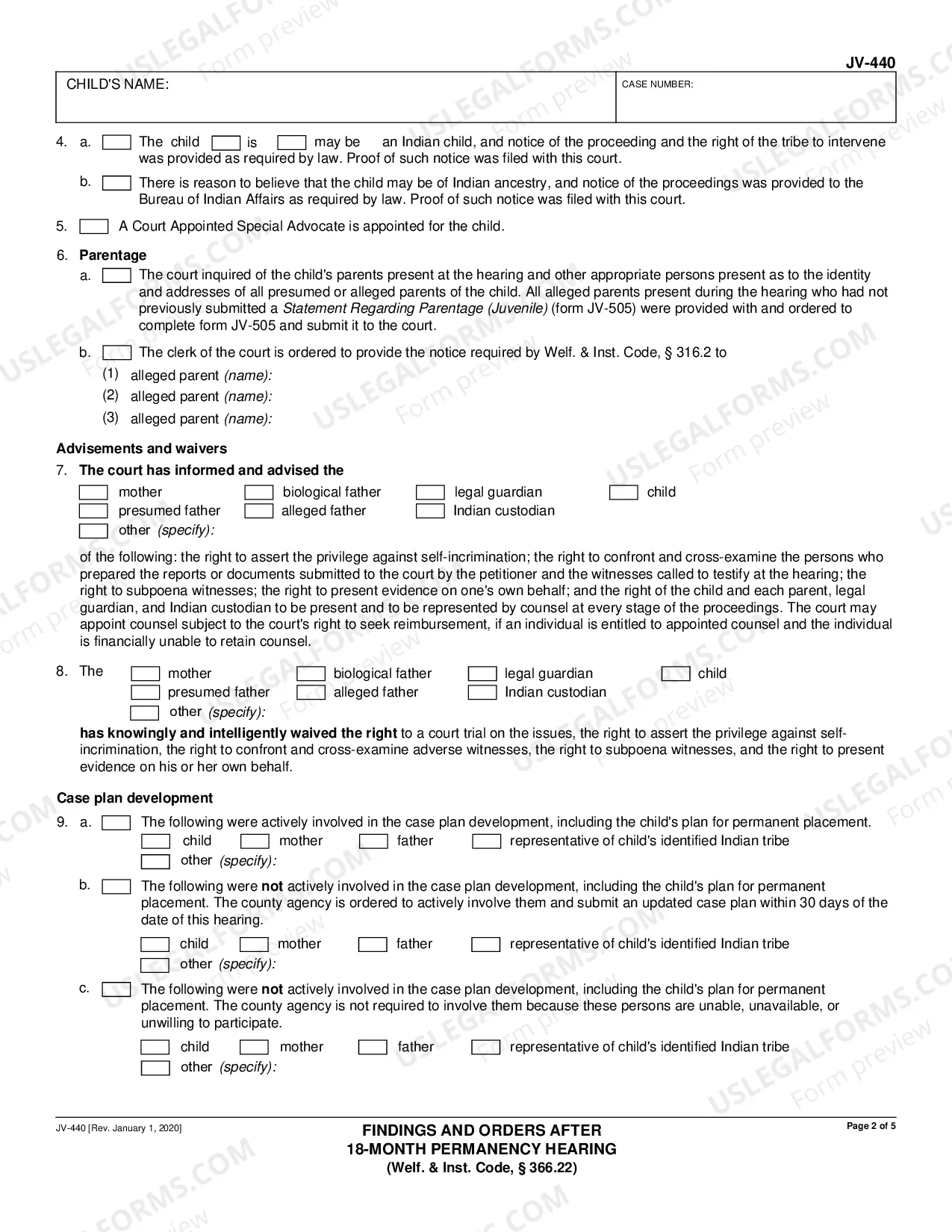Preview Findings and Orders After 18-Month Permanency Hearing