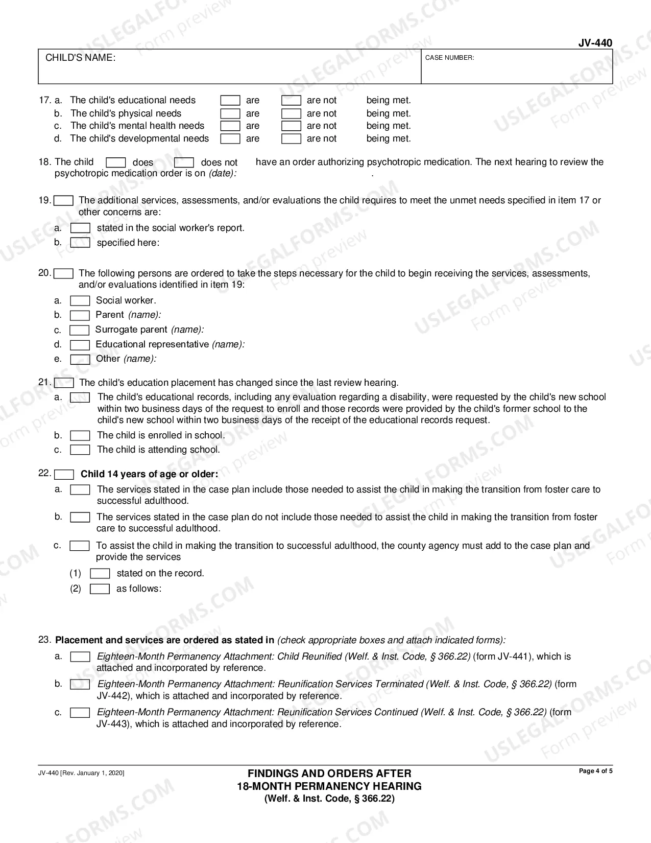 Preview Findings and Orders After 18-Month Permanency Hearing