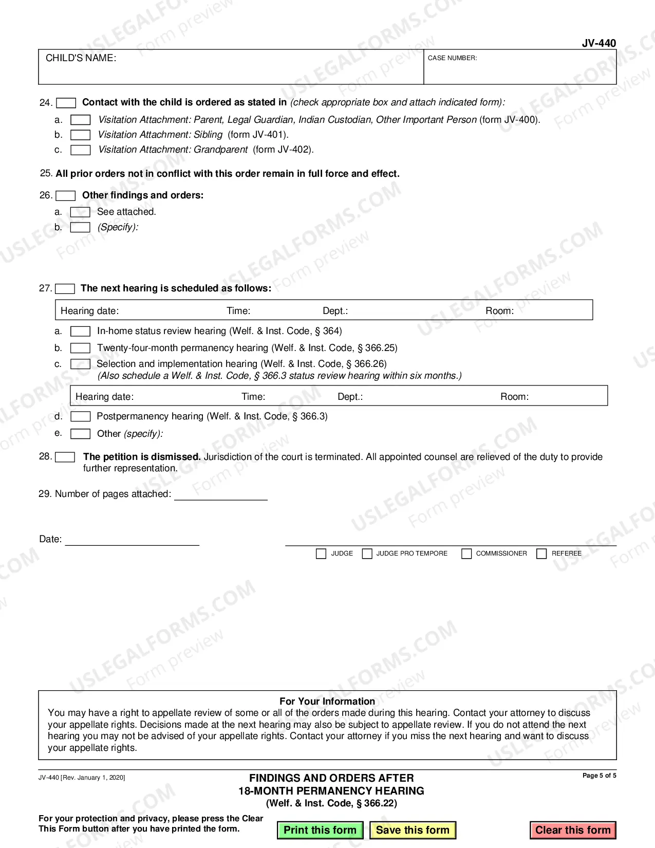 Preview Findings and Orders After 18-Month Permanency Hearing