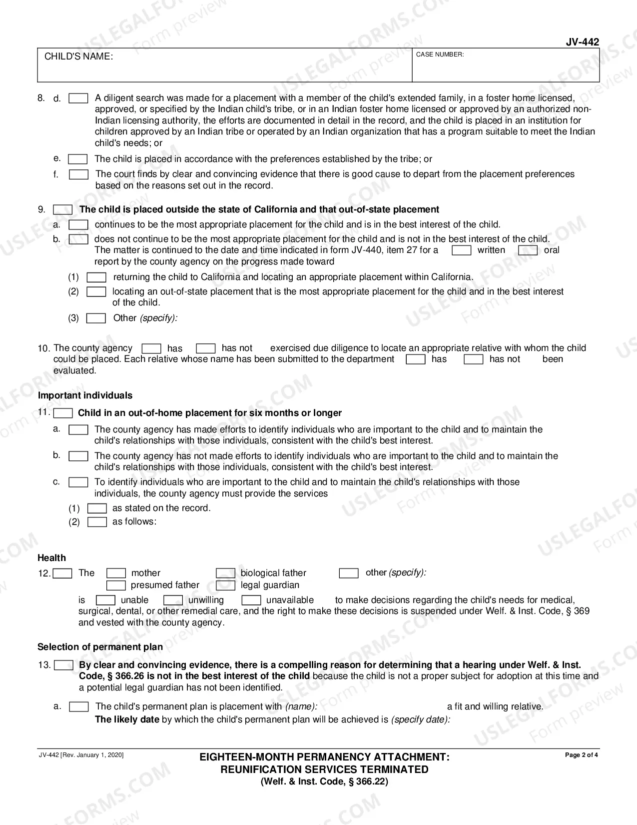 Preview Eighteen-Month Permanency Attachment - Reunification Services Terminated