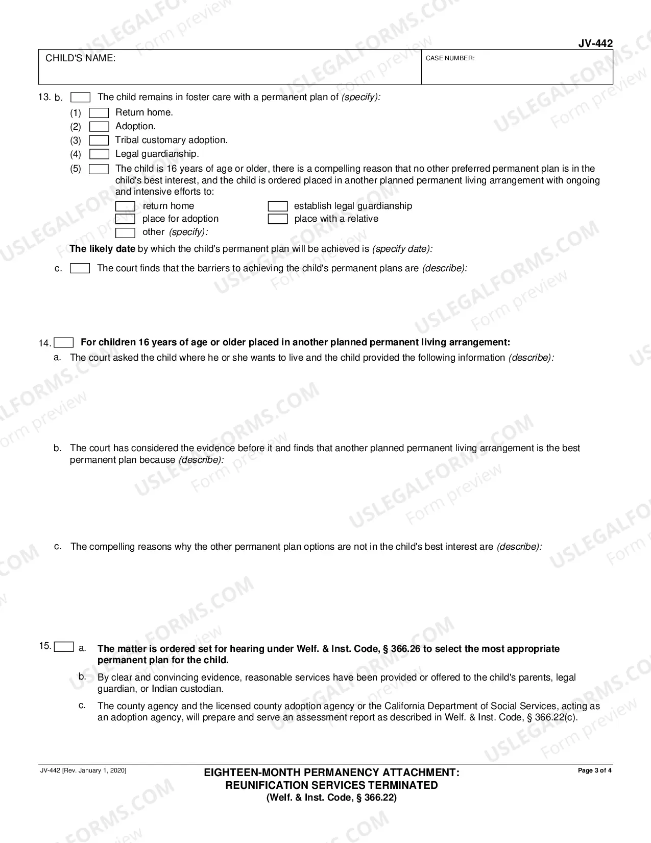 Preview Eighteen-Month Permanency Attachment - Reunification Services Terminated