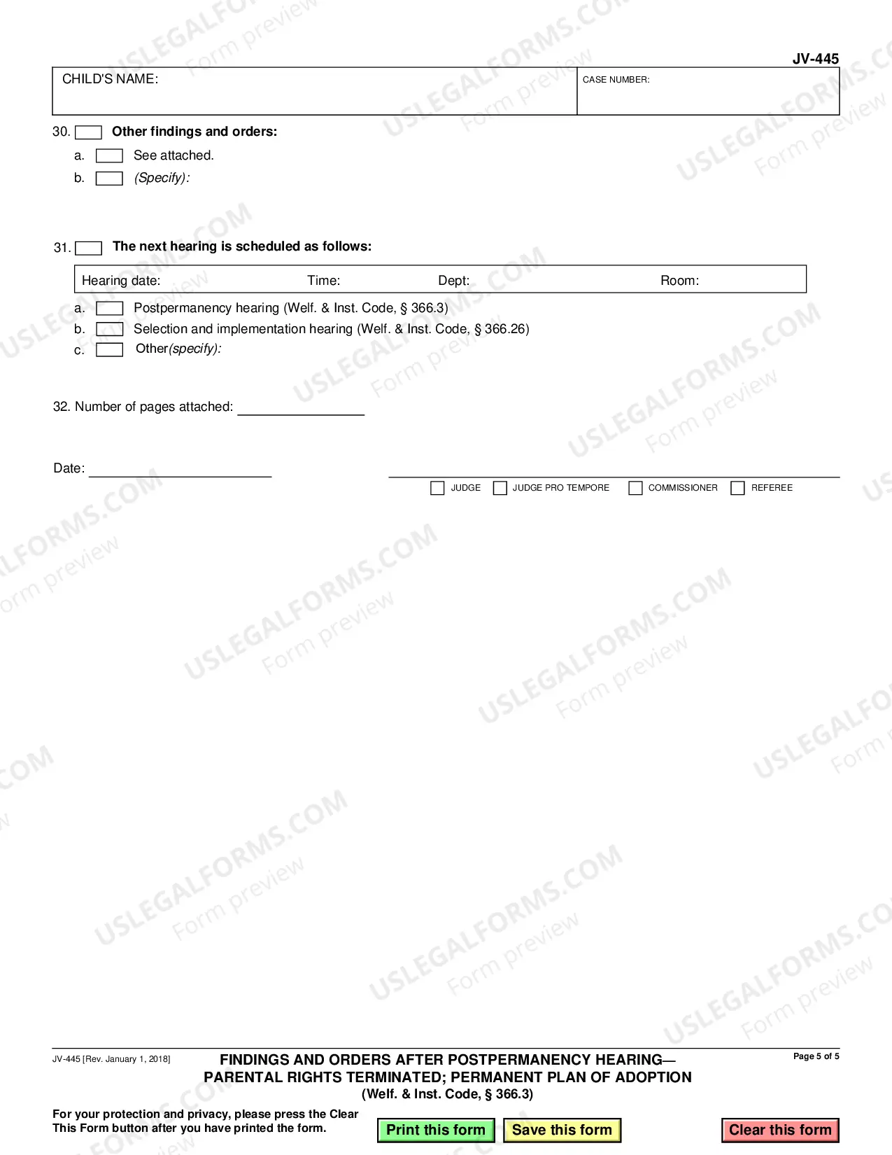 Preview Findings and Orders After Postpermanency Hearing - Parental Rights Terminated - Permanent Plan of Adoption
