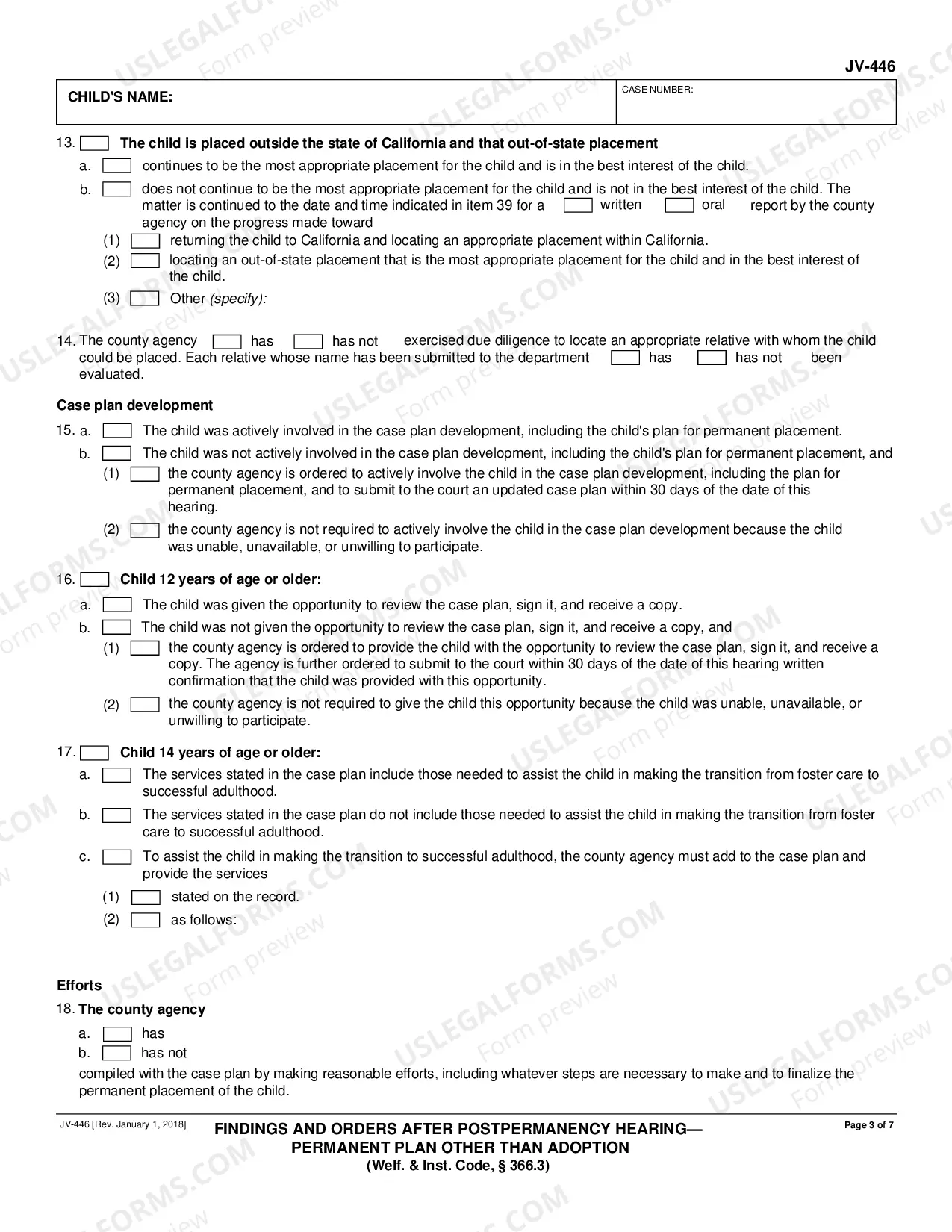 Preview Findings and Orders After Postpermanency Hearing - Permanent Plan Other Than Adoption