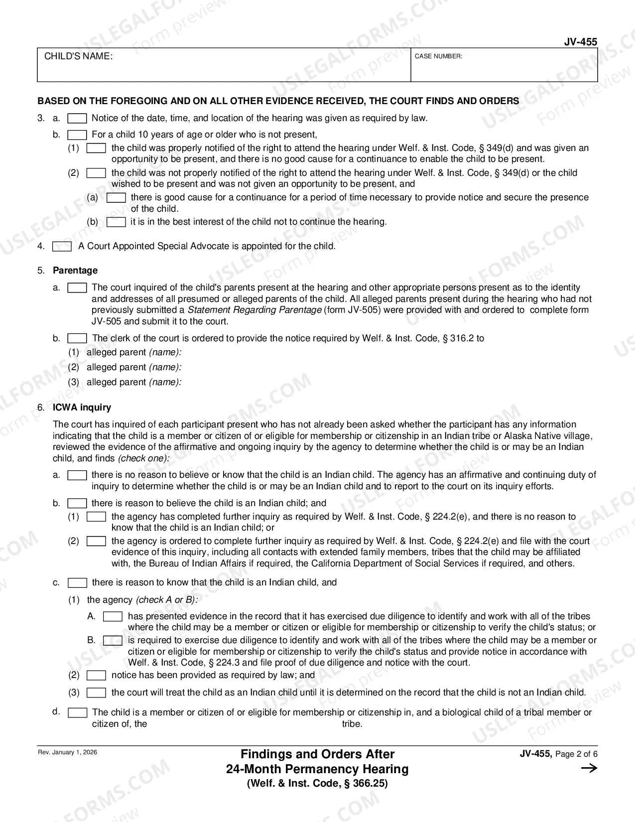 Preview Findings and Orders after 24 Month Permanency Hearing