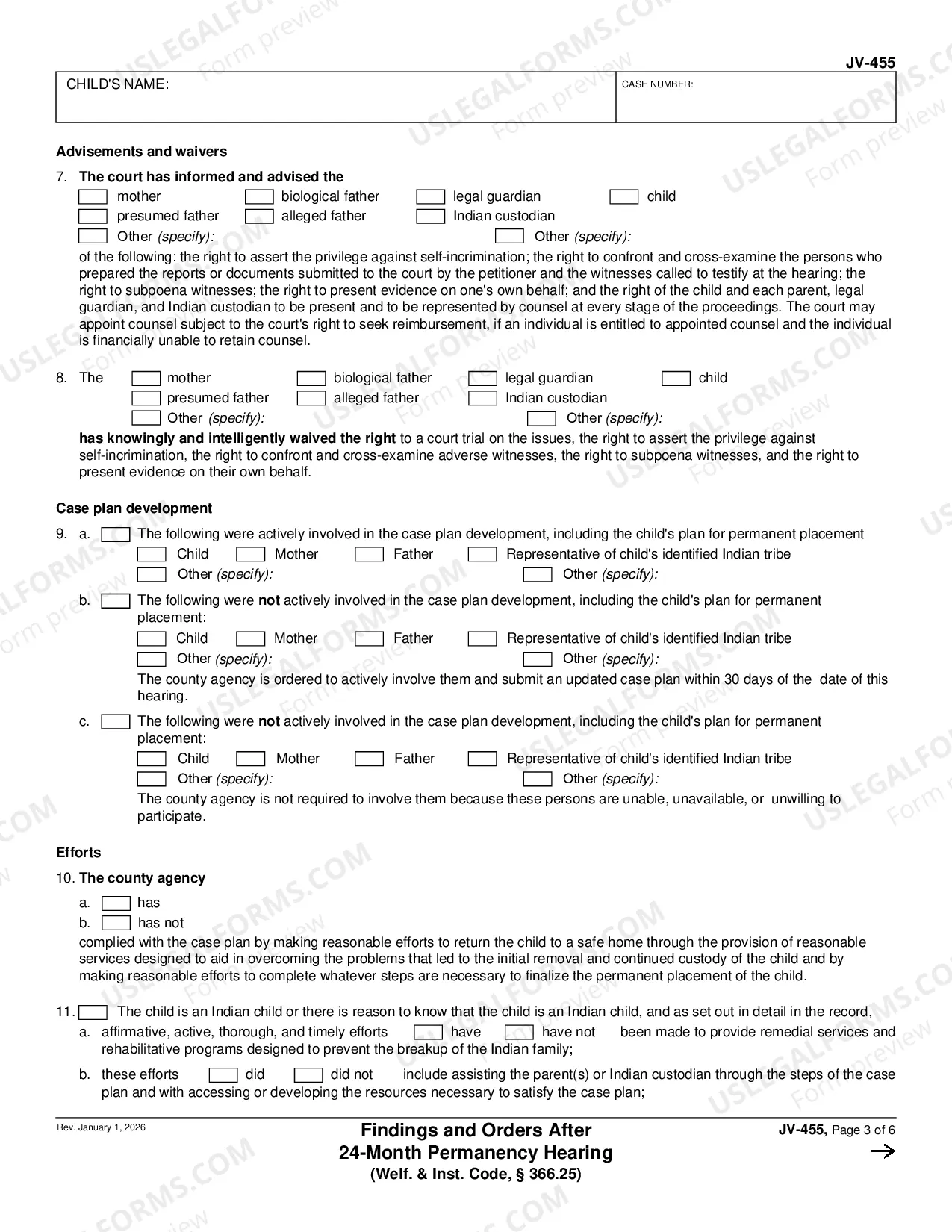 Preview Findings and Orders after 24 Month Permanency Hearing