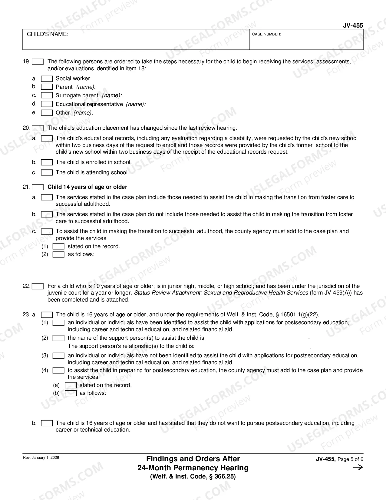 Preview Findings and Orders after 24 Month Permanency Hearing