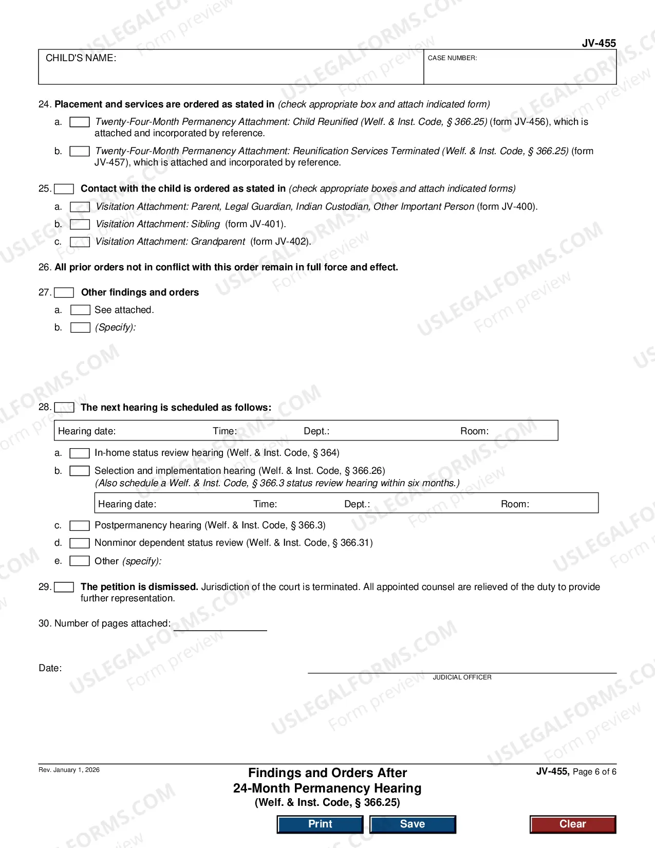Preview Findings and Orders after 24 Month Permanency Hearing