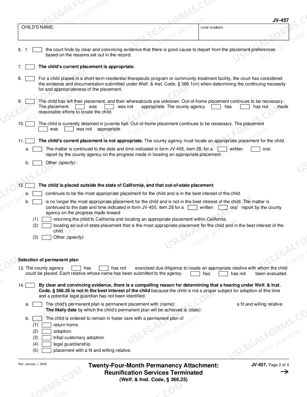 Preview Twenty-Four Month Permanency Attachment - Reunification Services Terminated