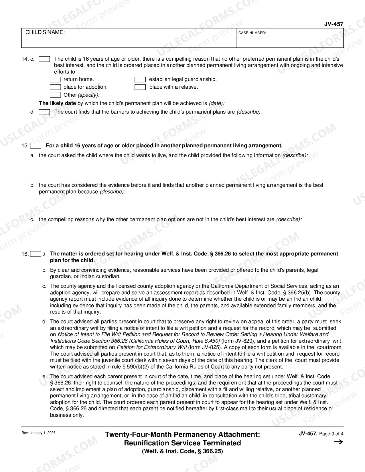 Preview Twenty-Four Month Permanency Attachment - Reunification Services Terminated