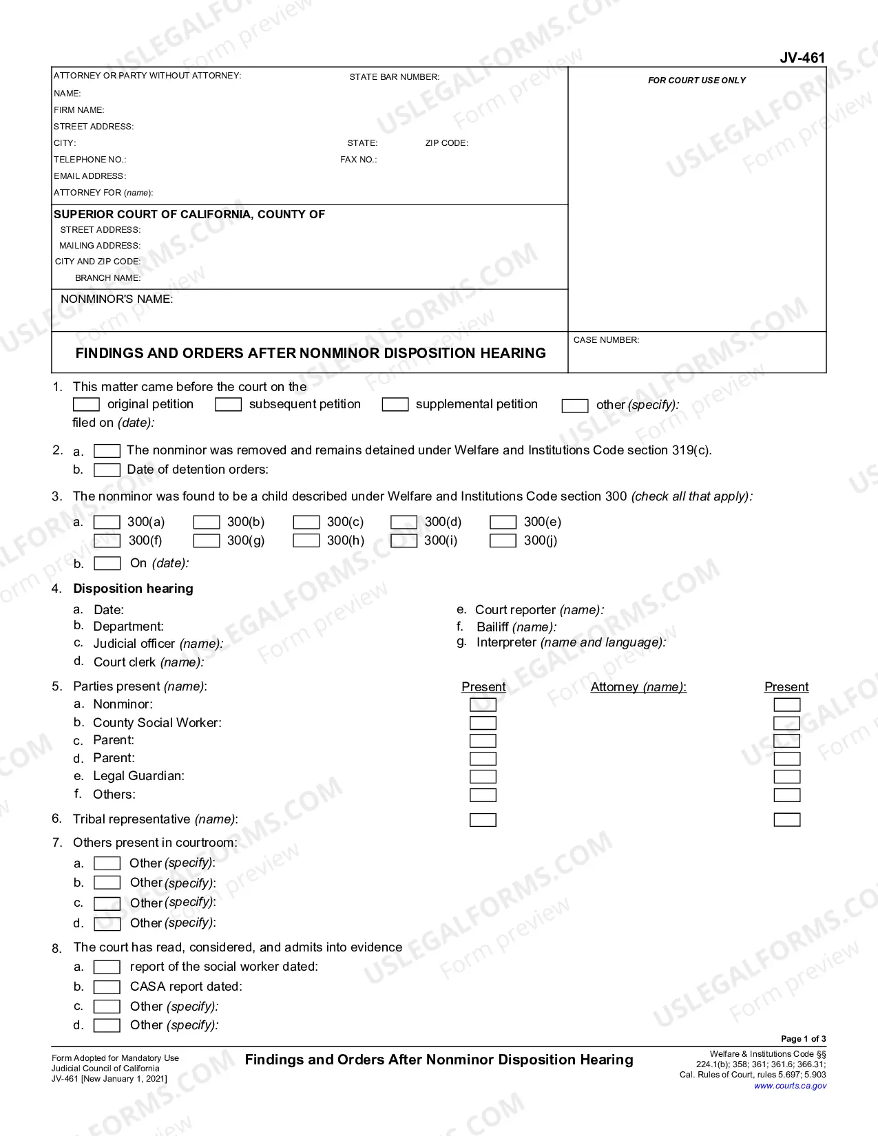 Preview Findings and Orders after Nonminor Disposition Hearing