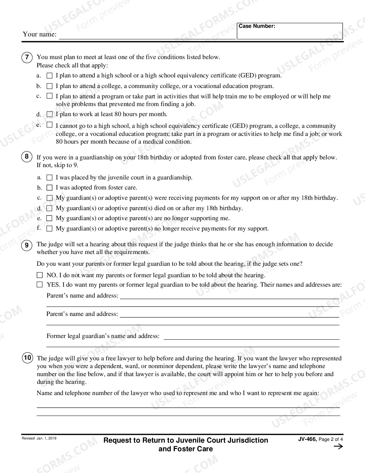 Preview Request to Return to Juvenile Court Jurisdiction and Foster Care