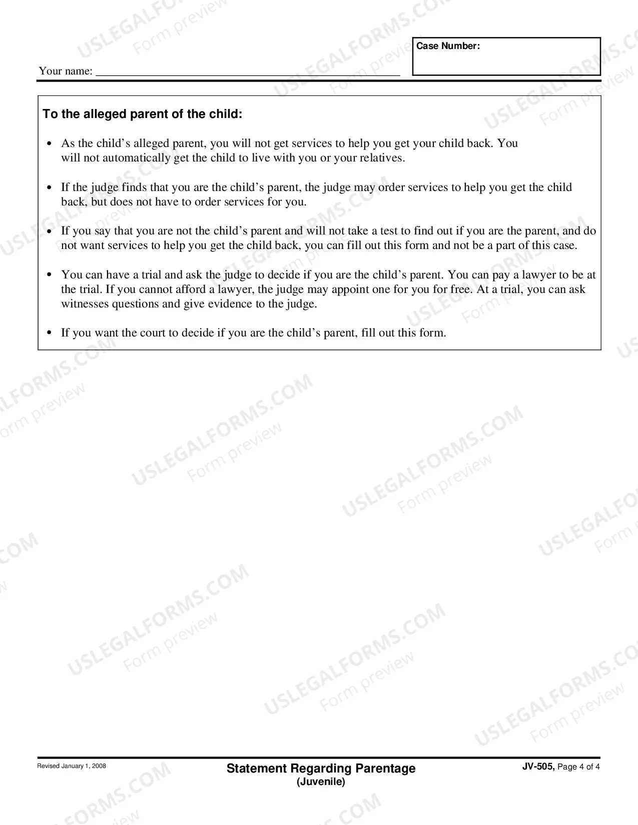 Preview Statement Regarding Paternity