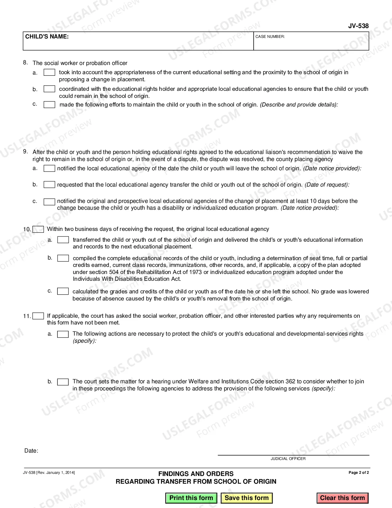Preview Findings and Orders Regarding Transfer from School of Origin
