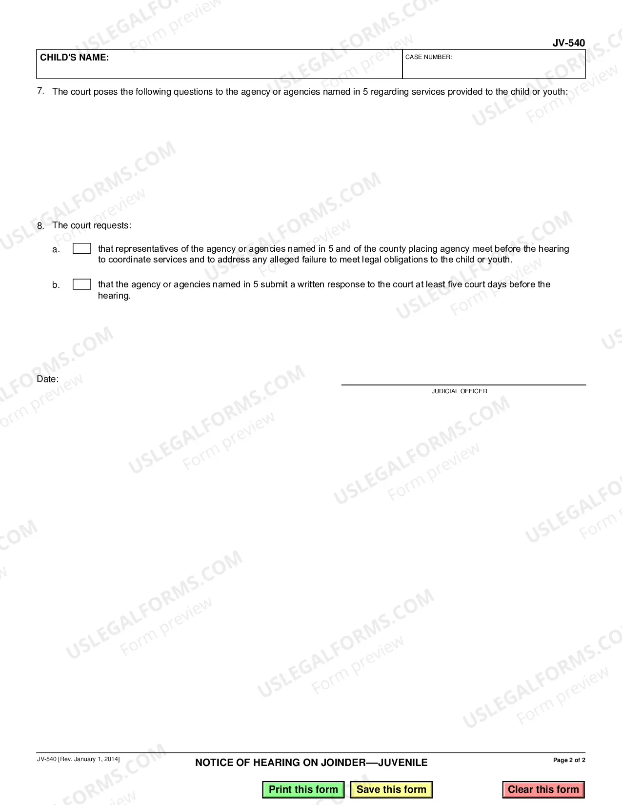 Preview Notice of Hearing On Joinder - Juvenile