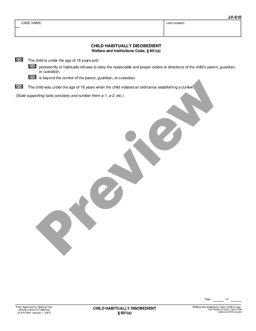 form Child Habitually Disobedient preview