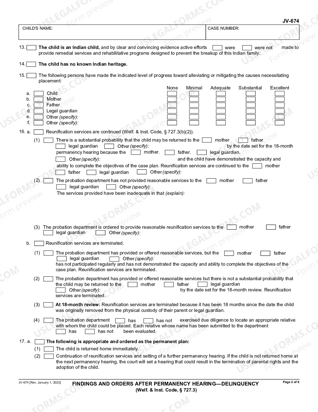 Preview Findings and Orders after Permanency Hearing - Delinquency