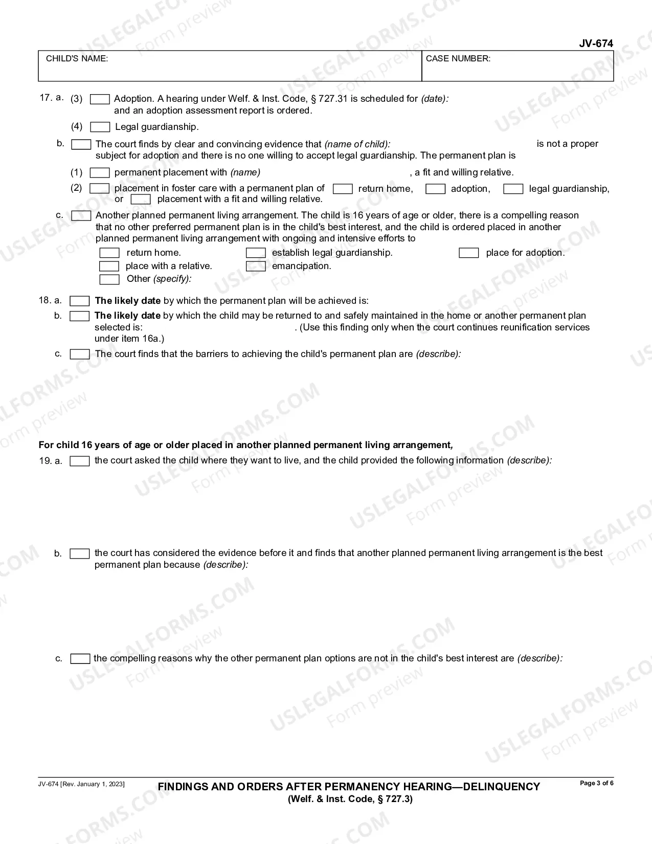 Preview Findings and Orders after Permanency Hearing - Delinquency