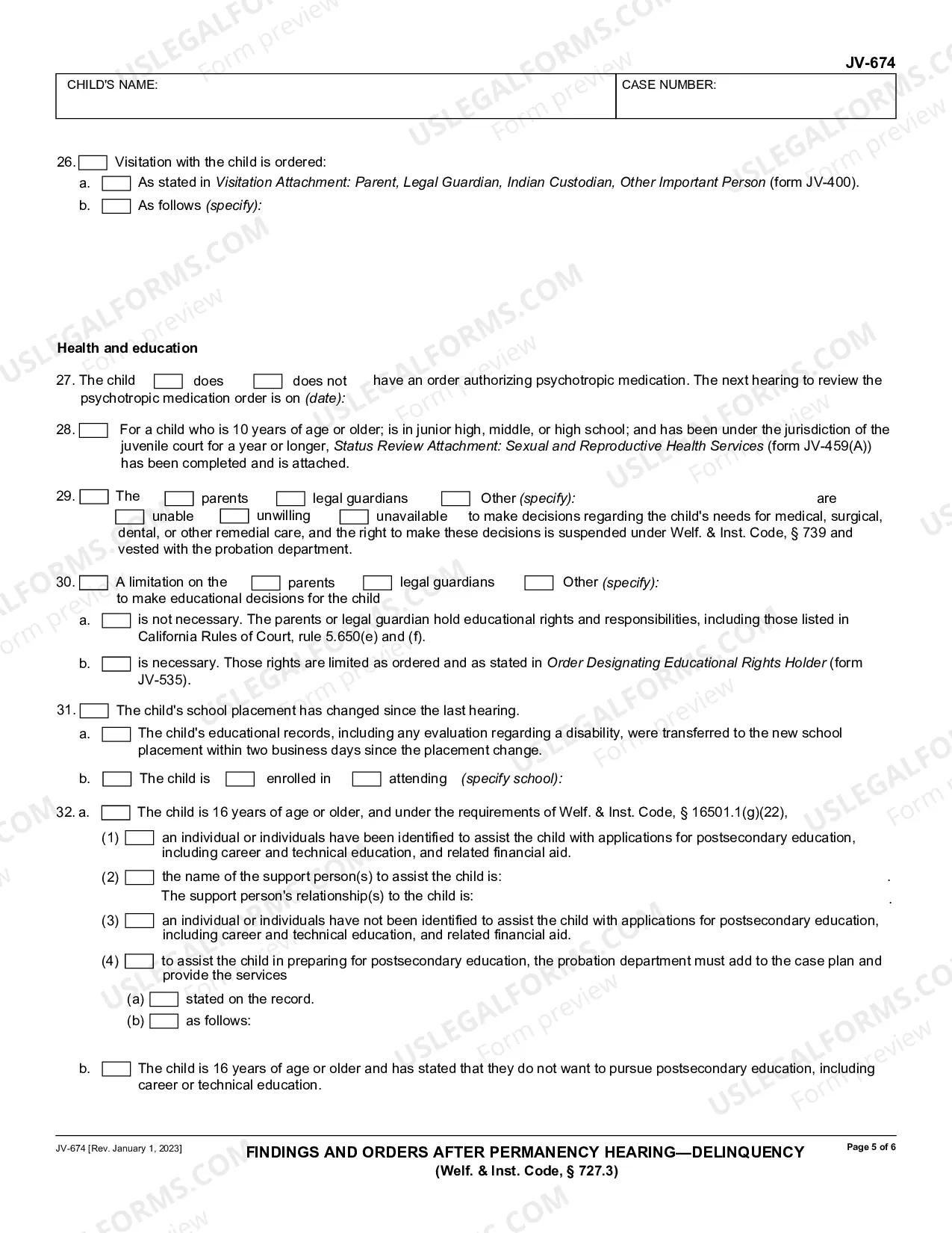 Preview Findings and Orders after Permanency Hearing - Delinquency