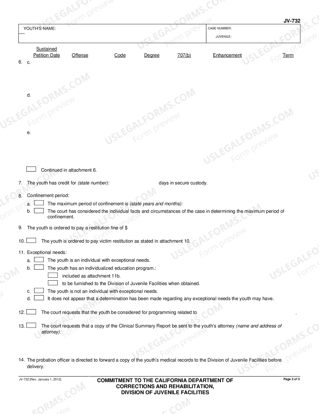 Preview Commitment to the California Department of Corrections and Rehabilitation, Division of Juvenile Justice