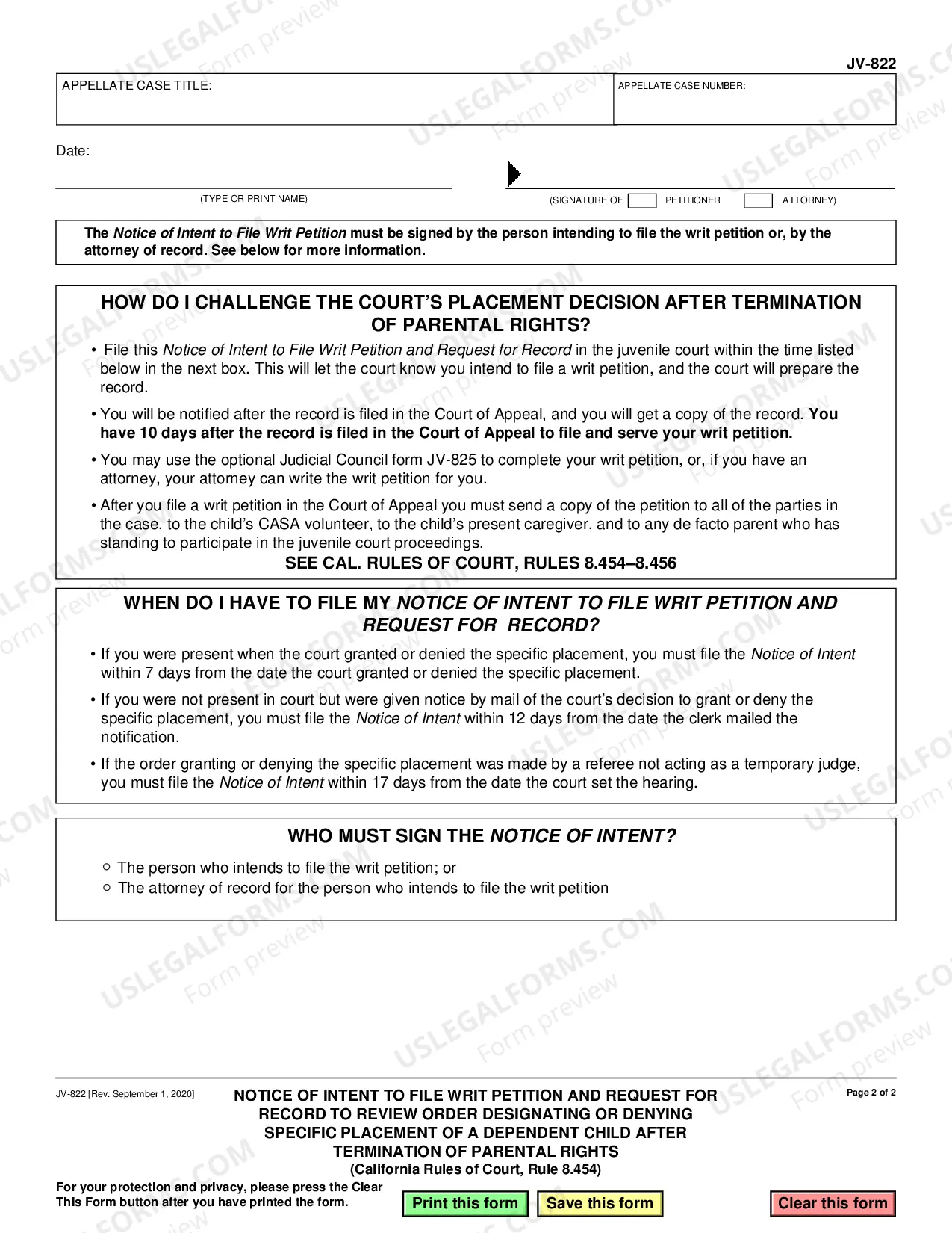 Preview Notice of Intent to File Writ Petition and Request for Record