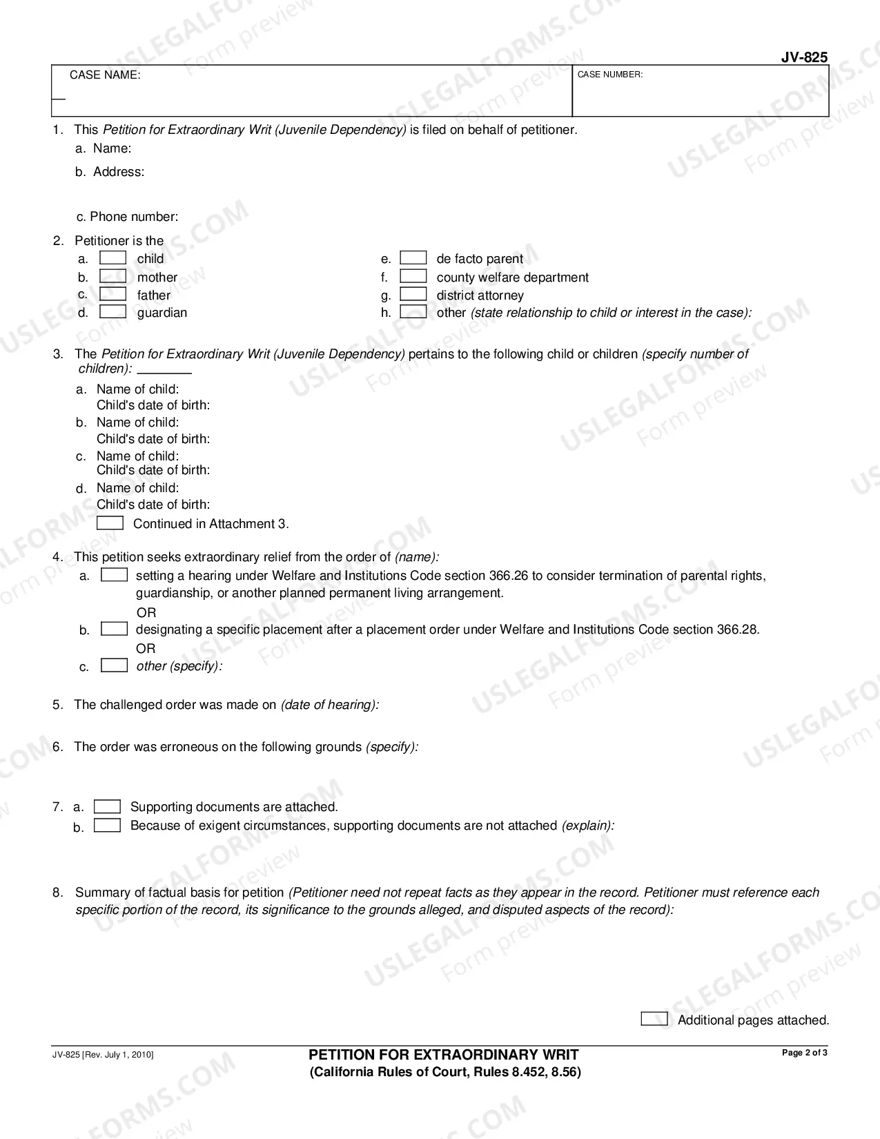 Preview Petition for Extraordinary Writ - Juvenile Dependency