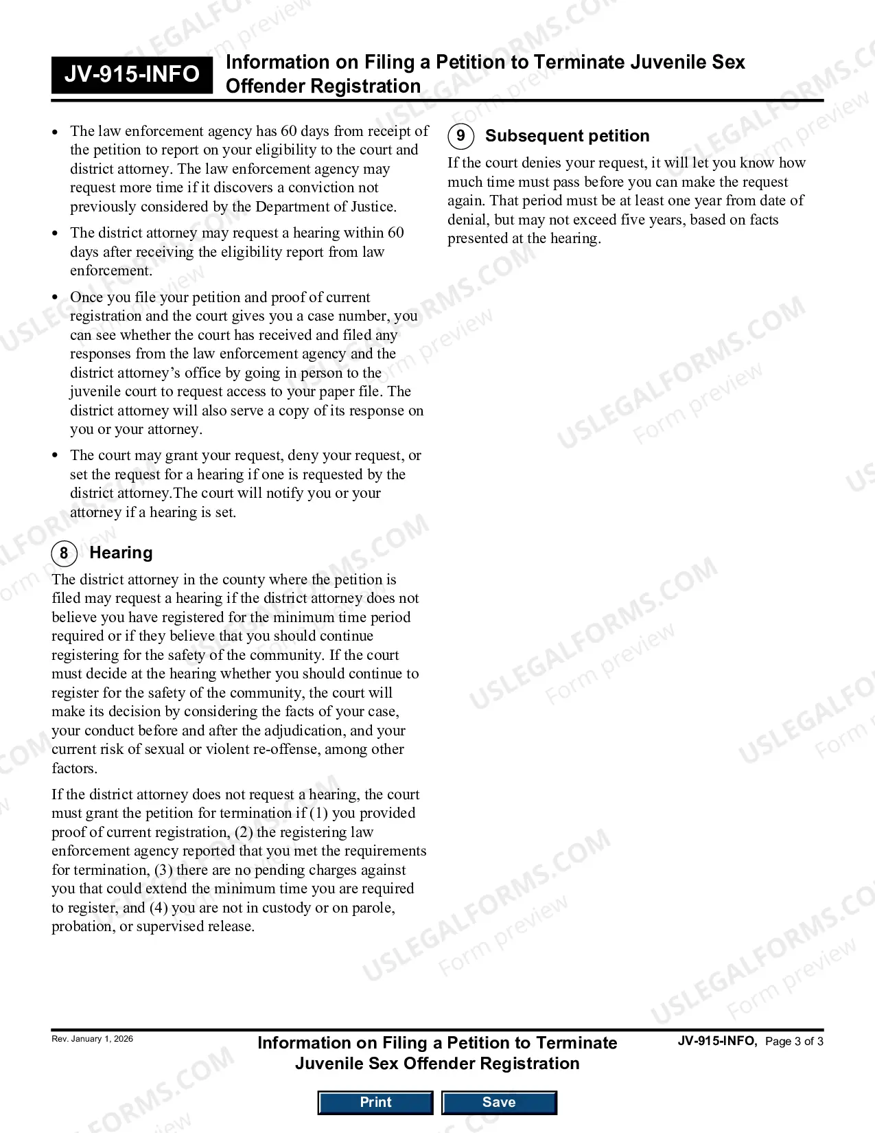 Preview Information on Filing a Petition to Terminate Juvenile Sex Offender Registration