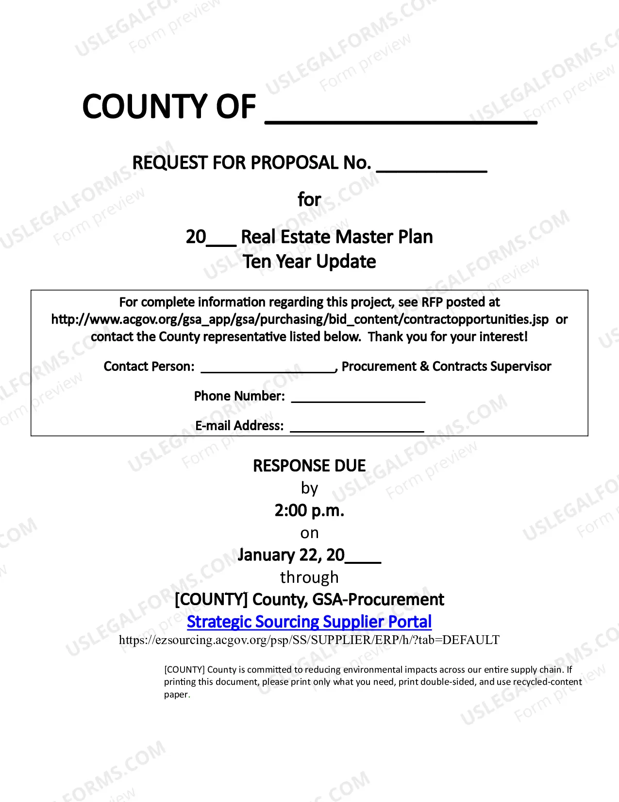 Preview Request for Proposal for Real Estate Master Plan