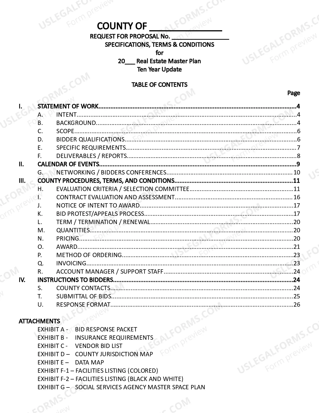 Preview Request for Proposal for Real Estate Master Plan