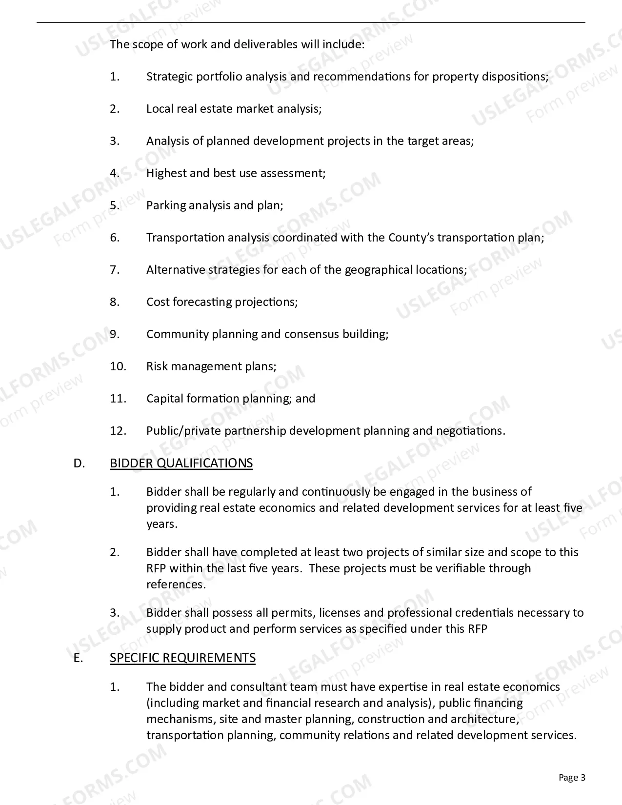 Preview Request for Proposal for Real Estate Master Plan