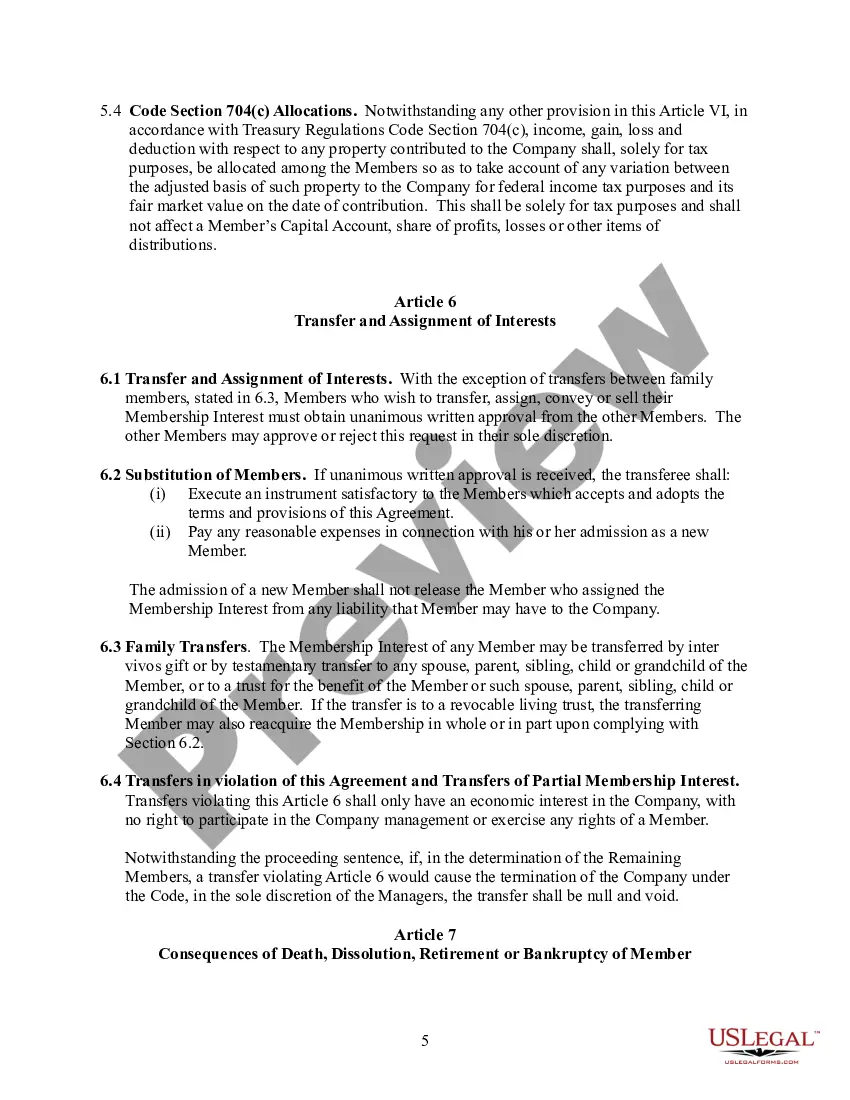 Preview Multi Member LLC Operating Agreement