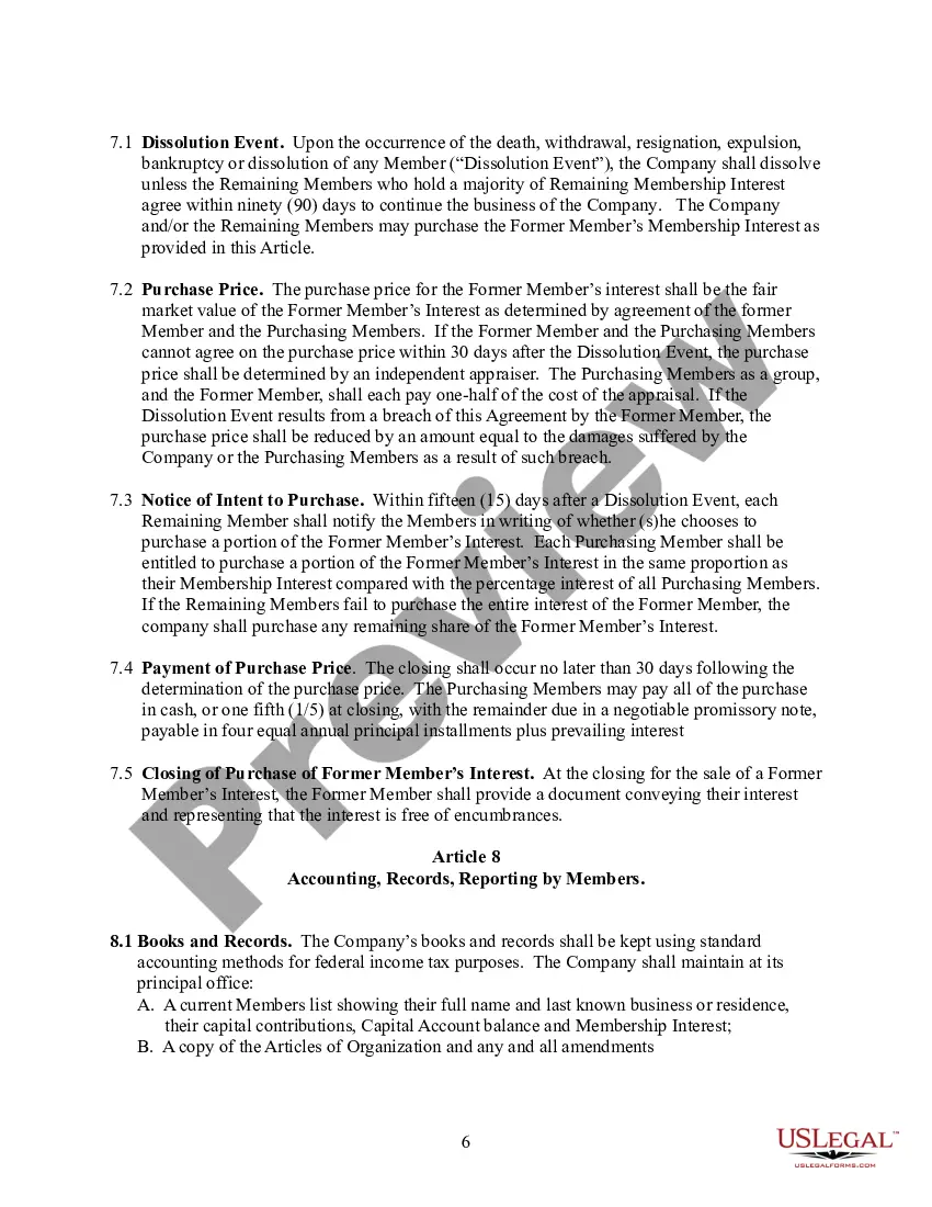 Preview Multi Member LLC Operating Agreement