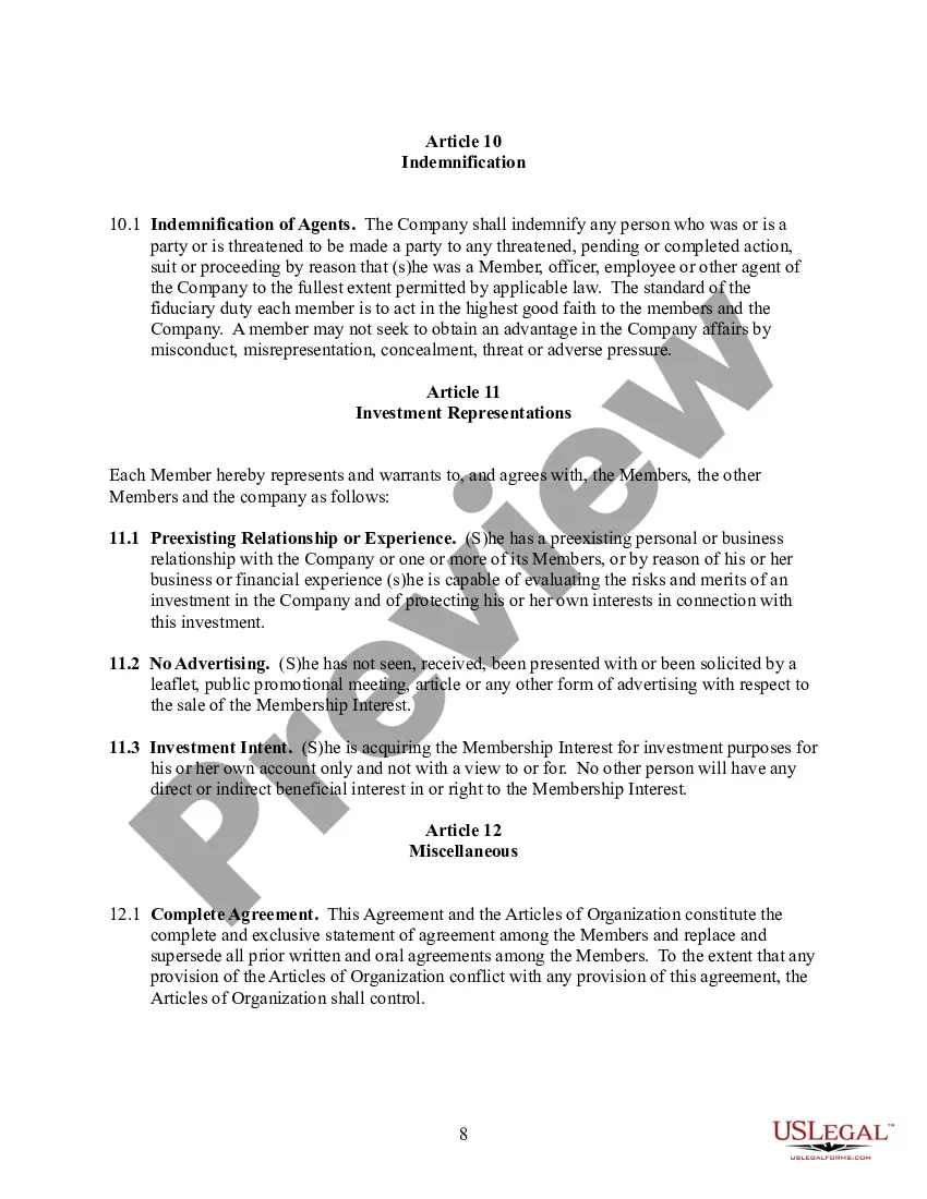 Preview Multi Member LLC Operating Agreement