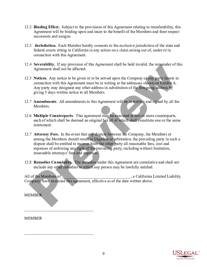 Preview Multi Member LLC Operating Agreement