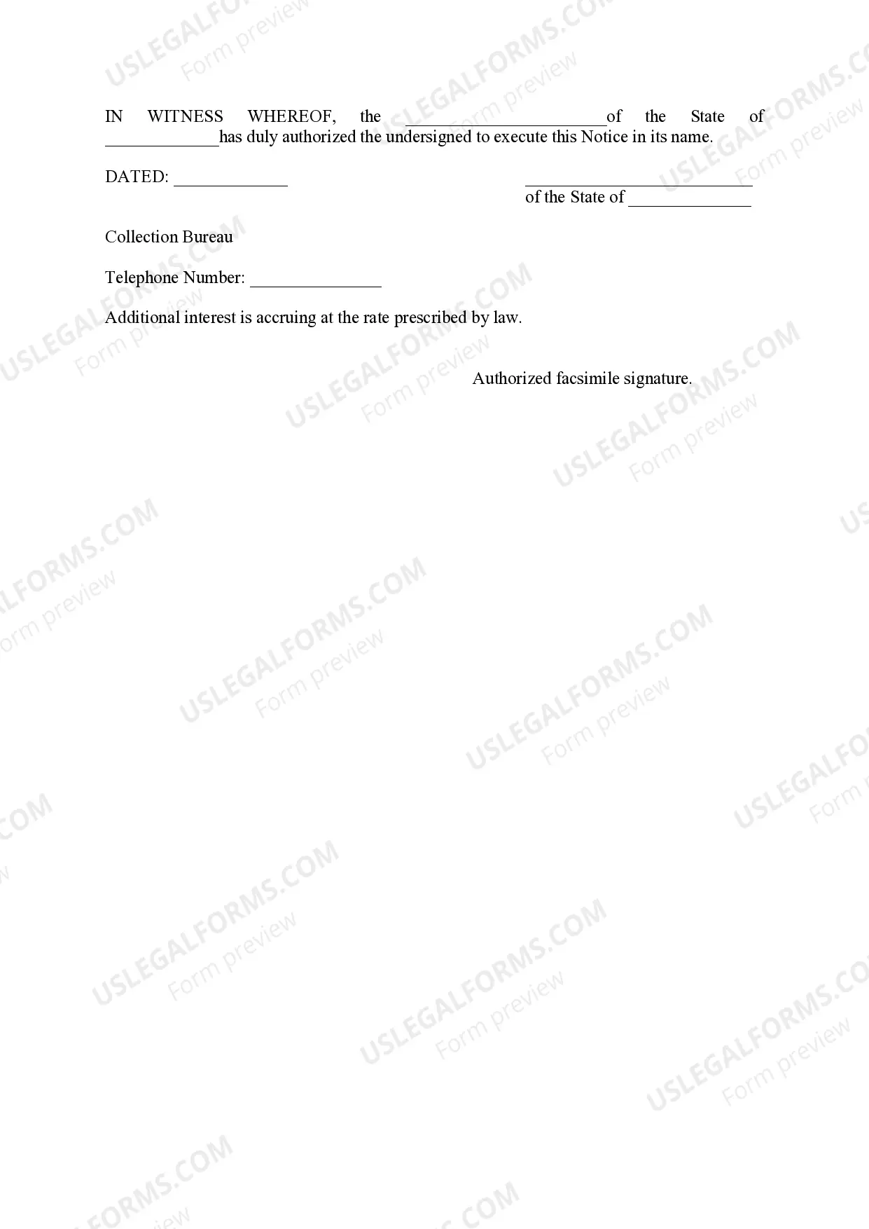 Preview Notice of State Tax Lien