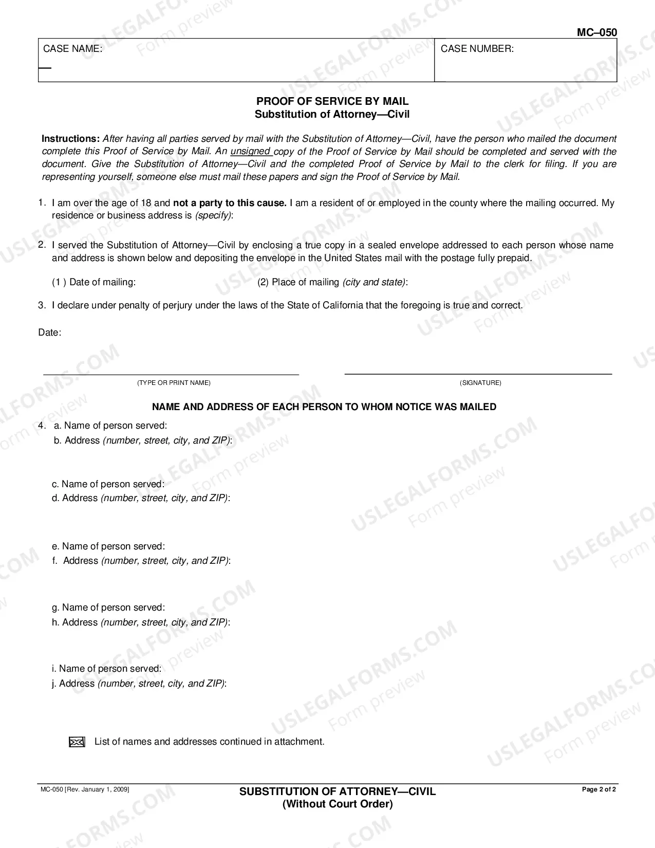 Preview Substitution of Attorney - Civil