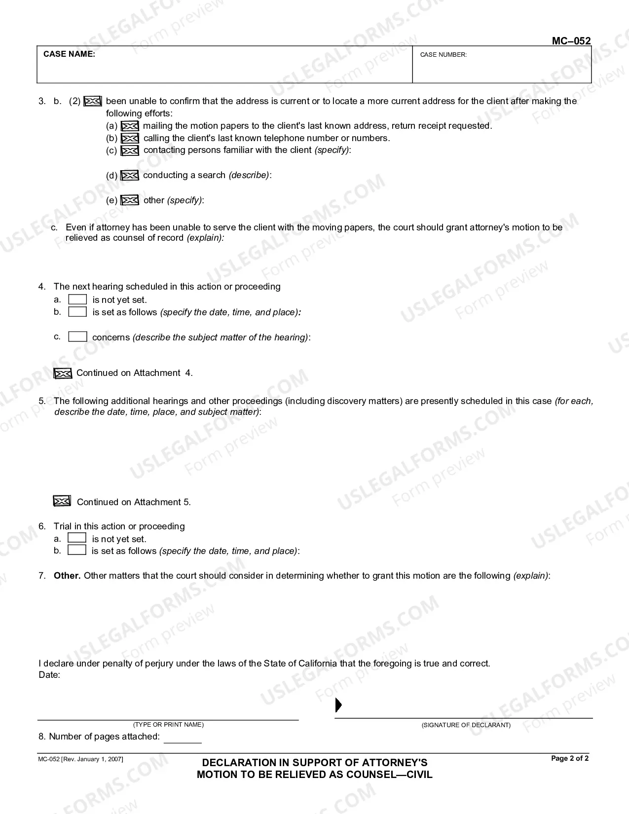 Preview Declaration in Support of Attorney's Motion to Be Relieved as Council - Civil