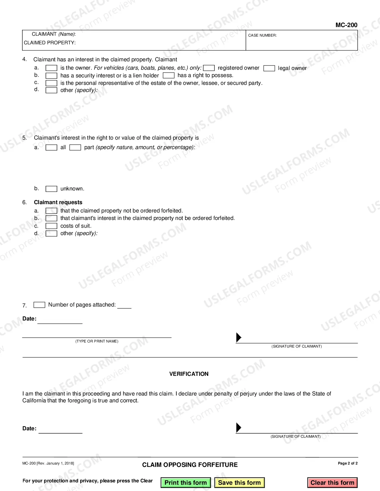 Preview Claim Opposing Forfeiture