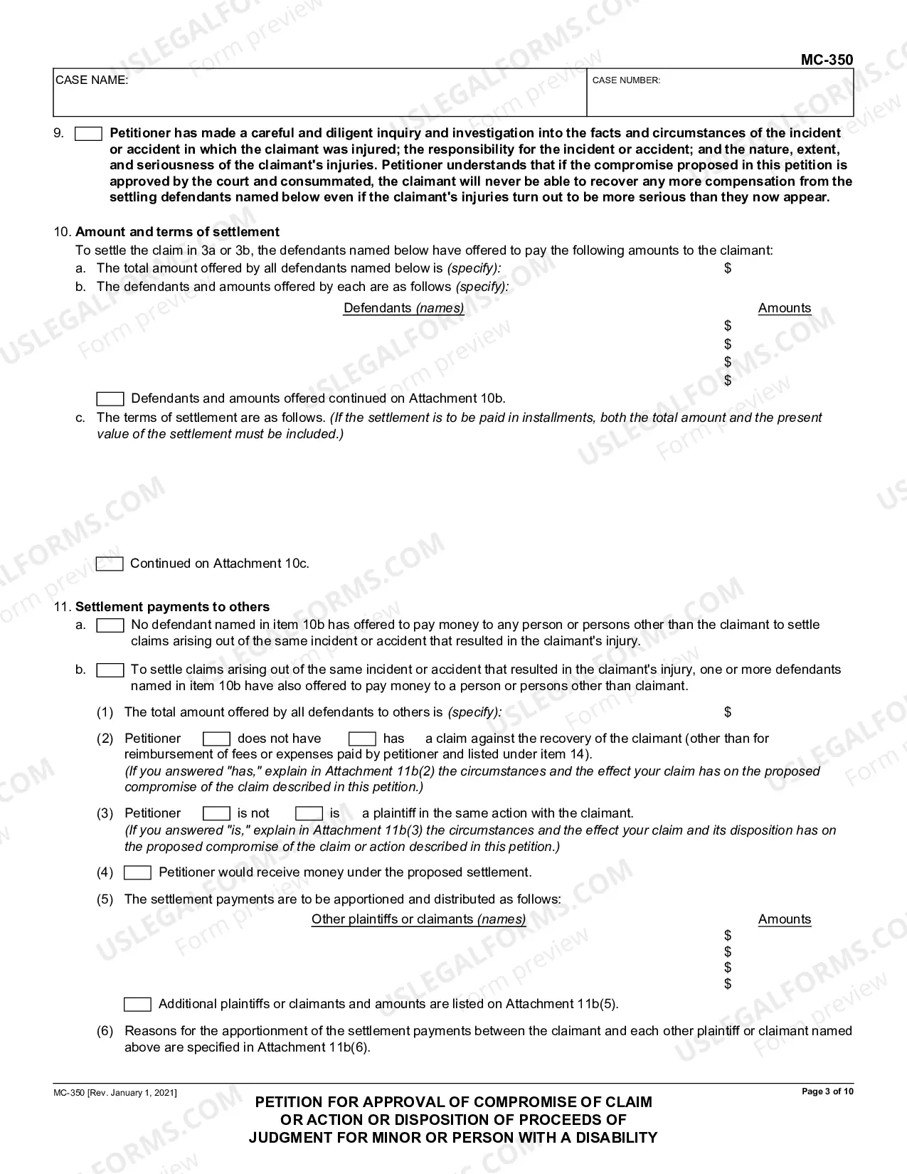 Preview Petition to Approve Compromise of Claim