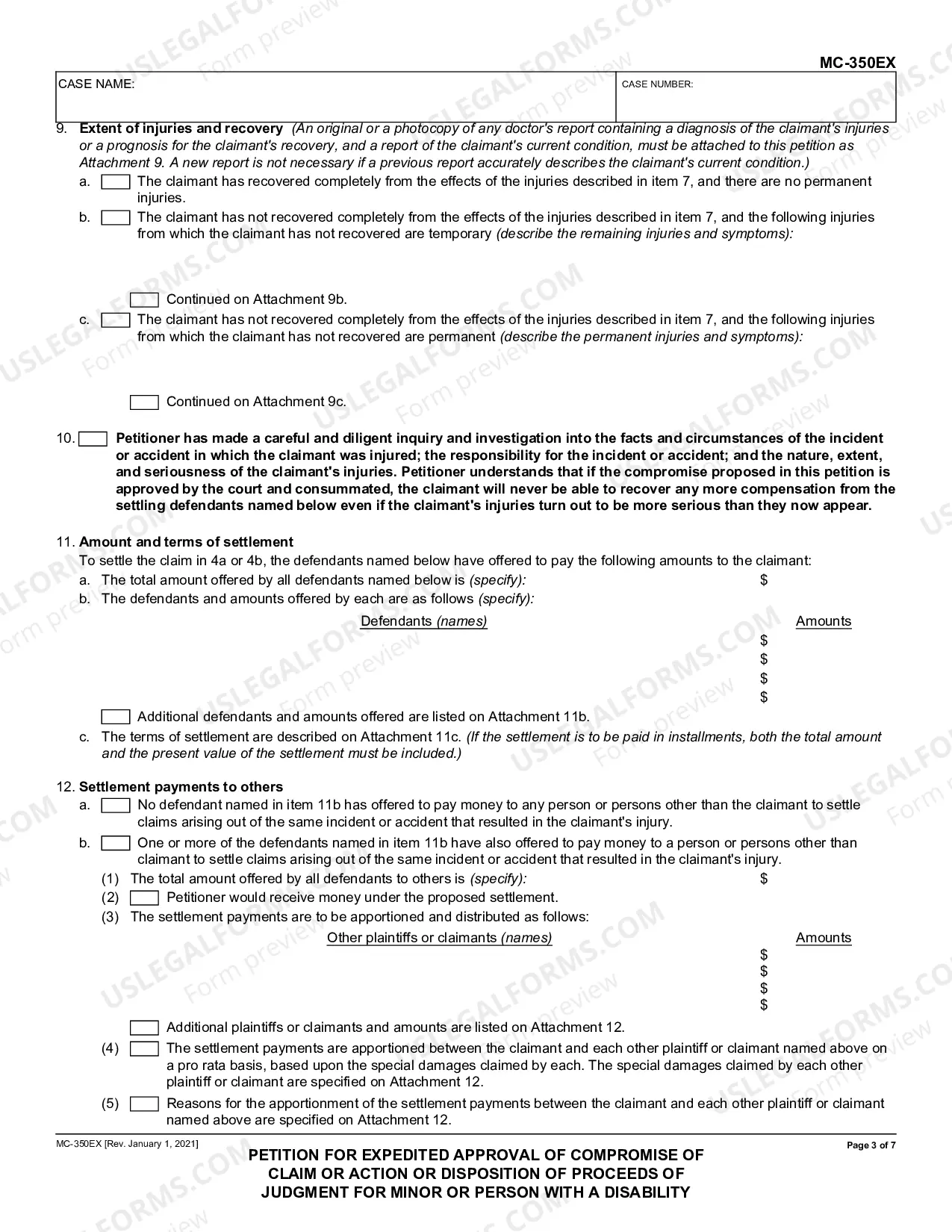 Preview Expedited Petition to Approve Compromise of Disputed Claim or Pending Action or Disposition of Proceeds of Judgment for Minor or Person with a Disability - Misc.