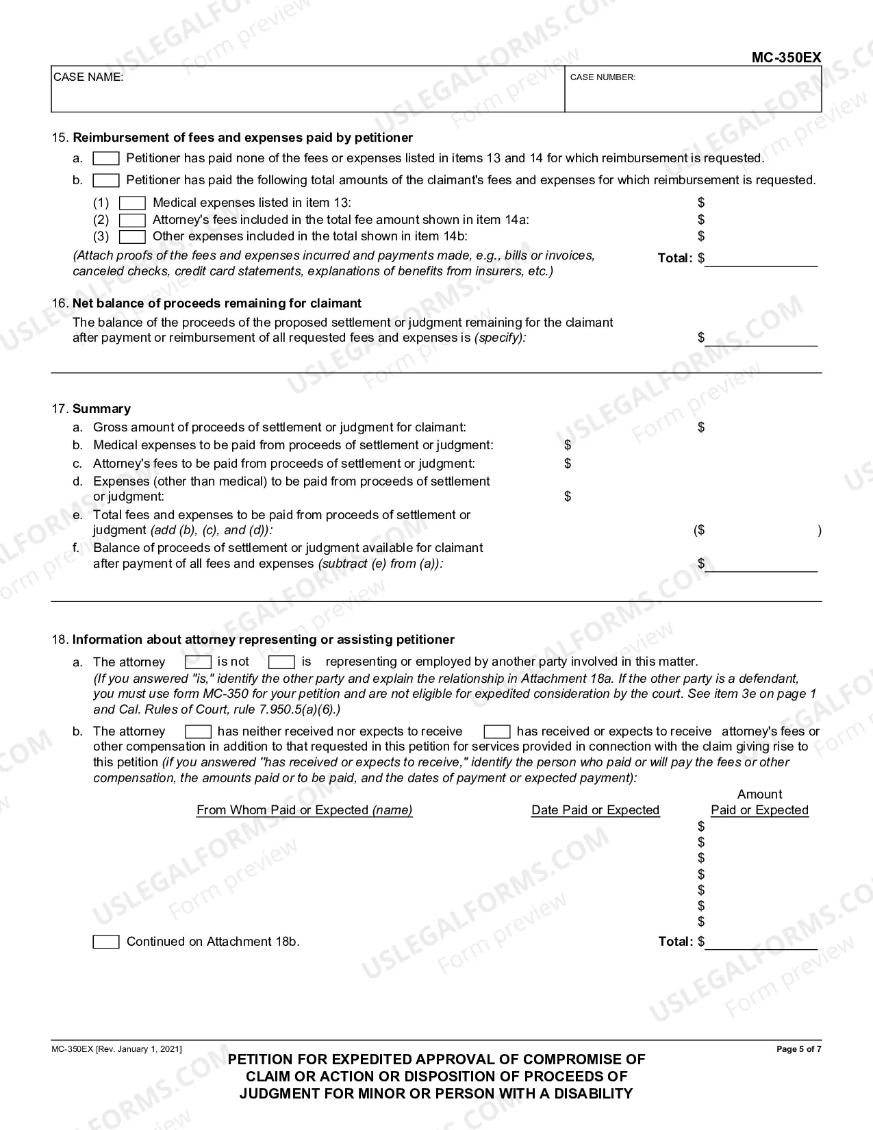 Preview Expedited Petition to Approve Compromise of Disputed Claim or Pending Action or Disposition of Proceeds of Judgment for Minor or Person with a Disability - Misc.